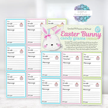 Printable easter bunny candy grams for school fundraiser or monthly work or office morale booster